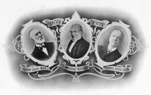 A greetings card issued in 1908 to commemorate the company’s 75th anniversary showing the founder, John Good, with sons Joseph and Thomas. The dates shown depict the years of service with the company.