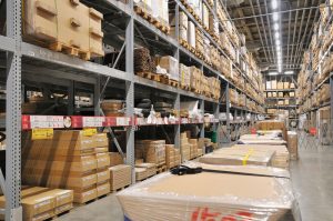 Secure warehouse storage filled with pallets