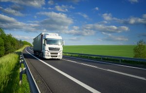 Road haulage vehicle delivering cargo